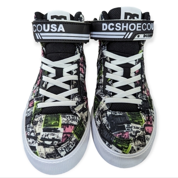 New DC Kids Trainers Boys High Tops DC Sneakers Grafitti Multicolor DC High Tops - Picture 6 of 12